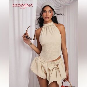 Shein cream top bubble shorts set cottagecore set NWT Bloggers Favorite!